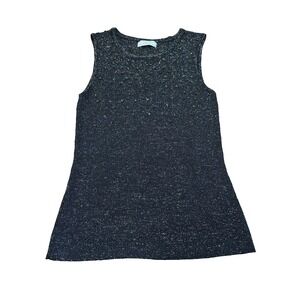 Beechers Brook Fairweather Black Shimmery Rayon Tank Beaded sparkly Large womens